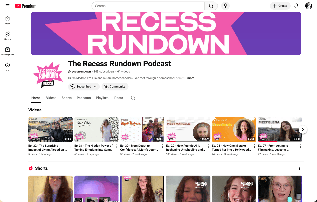 Recess Rundown Podcast YT channel by Maddie & Ella